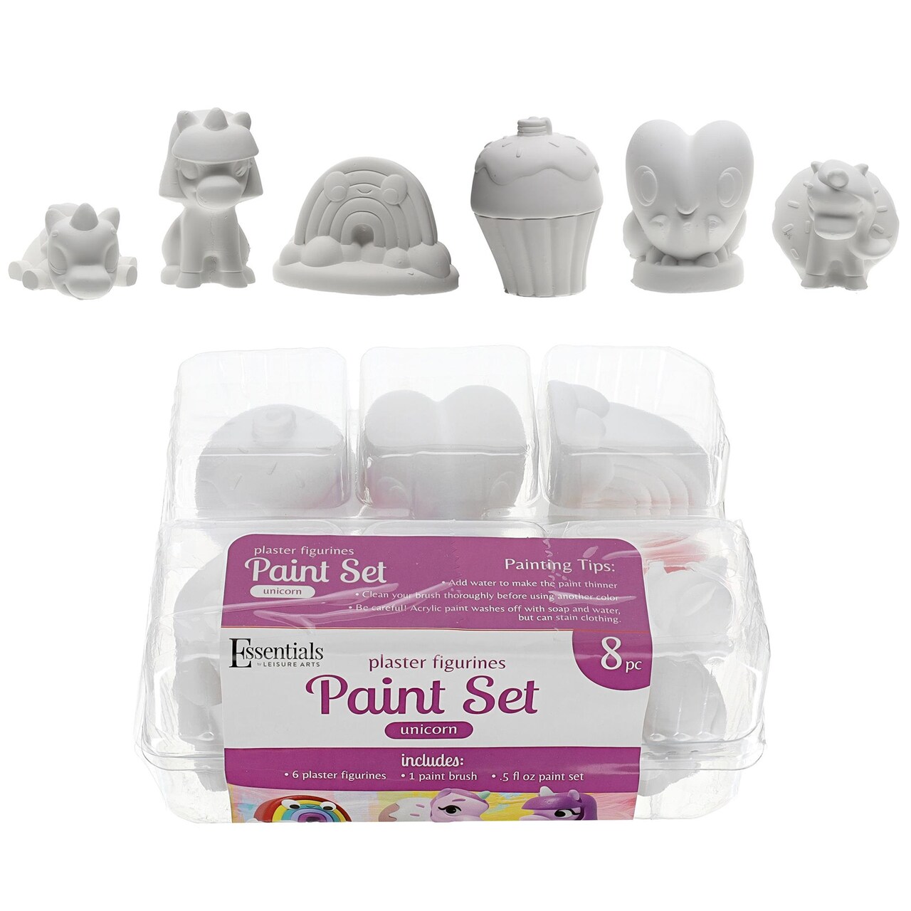 Essentials By Leisure Arts - Plaster Kit Value Pack Unicorn, Ceramic Painting Kit for Kids, Kids Painting, Ceramics To Paint, Painting Crafts, Paint Your Own Ceramic, Figurine Painting Kit